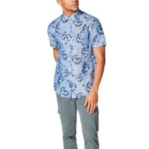 NWT Good Man Brand Floral Print Short Sleeve Button Down Shirt Size M